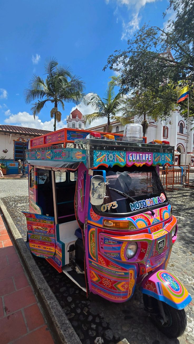 Colorful vehicle in Guatapé, Colombia